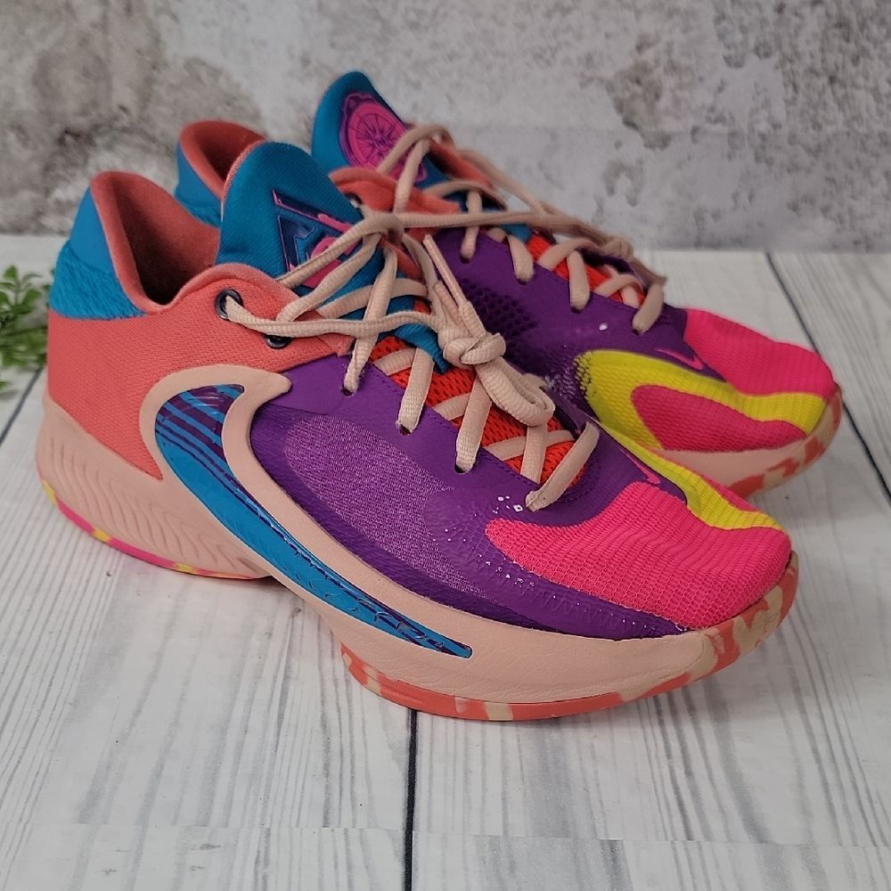 Nike Zoom Freak 4 ' Bahamas' Barrier Reef Low Top Sneakers Size 7y